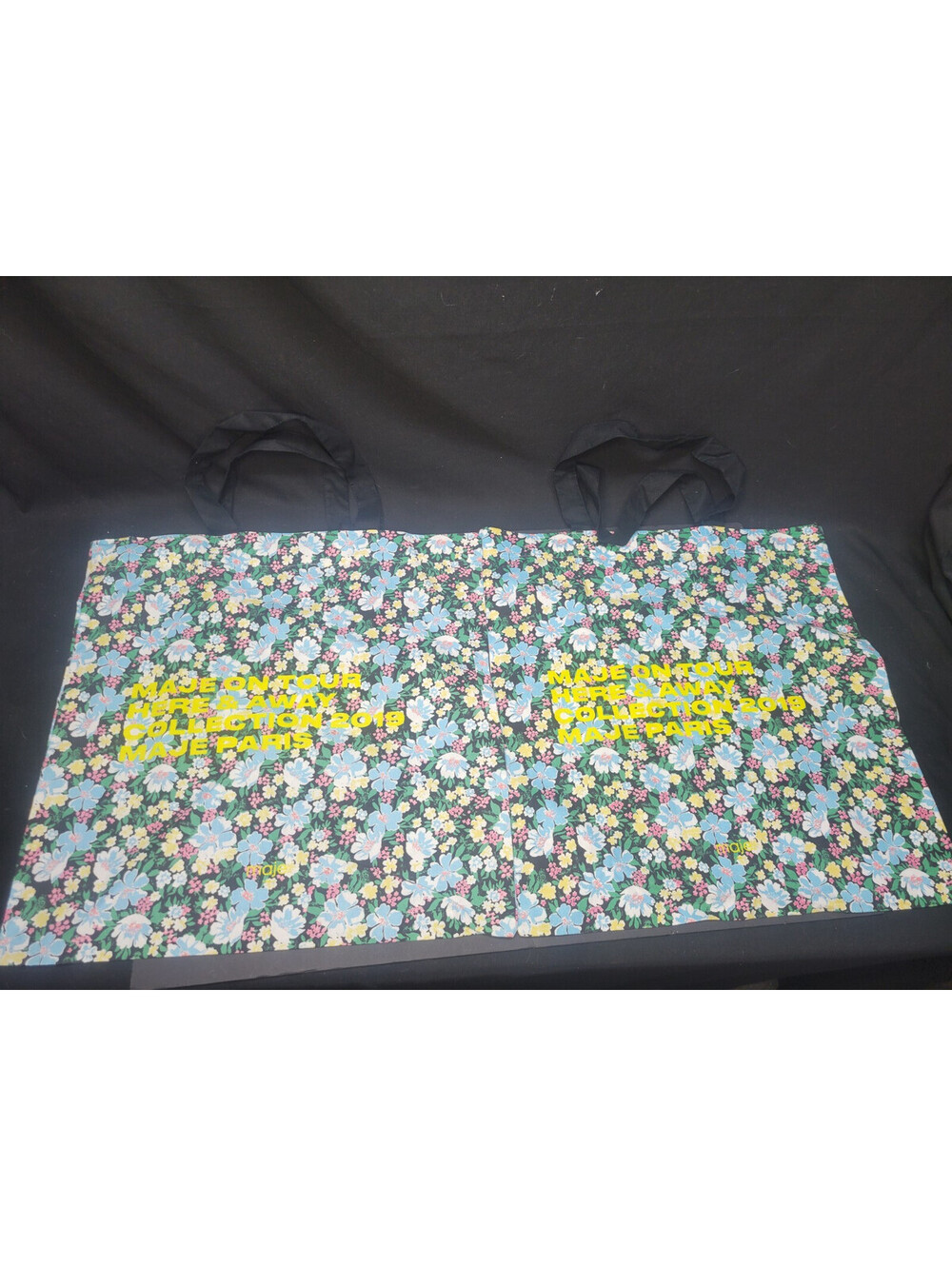 x2 MAJE PARIS Floral Canvas Tote Bag 2019 Maje On Tour Here & Away Collection